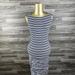 Athleta Dresses | Athleta Round Neck Scruch Sides Blue Striped Bodycon Dress Women's Size Xxs | Color: Blue | Size: Xxs