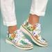 Free People Shoes | Free People Women Jackson Size 38 Multi- White Tropical Print Fashion Sneakers | Color: Green/White | Size: 7.5