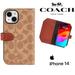 Coach Accessories | Coach Tan Khaki Signature Logo Iphone 13 14 Magnetic Wallet Folio Clutch Case | Color: Tan | Size: Os