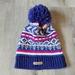 Columbia Accessories | Columbia Beanie Knit Winter Hat Toboggan Ski Cap Pink Blue White Pom Warm Soft | Color: Blue | Size: Os