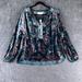 Anthropologie Tops | Anthropologie Blouse Womens Small Blue Pink Floral Faustine Velvet Peasant | Color: Blue | Size: S