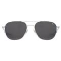 AO Original Pilot Sunglasses Silver Frame 57 mm True Color Gray SkyMaster Glass Lenses Bayonet Temple Polarized 738921550013