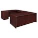 Latitude Run® Legacy U Desk w/ Double Full Pedestal Drawer Unit Wood in Brown/Red | 29 H x 71 W x 106 D in | Wayfair