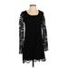 Lulus Casual Dress - Shift Scoop Neck Long sleeves: Black Print Dresses - Women's Size Small