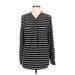 Calvin Klein Long Sleeve Blouse: Black Stripes Tops - Women's Size Large