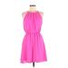 Dina Be Casual Dress - Mini Halter Sleeveless: Pink Print Dresses - Women's Size Medium