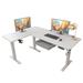 Latitude Run® Becali 63" L-Shaped Height Adjustable Standing Desk w/ A Drawer Wood/Metal in White | 62.6 W in | Wayfair