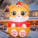 The Holiday Aisle® Christmas Inflatable 6 FT Sitting Christmas Cat Inflatables Christmas Cat Blow Up w/ Built-in LEDs in Red/White/Yellow | Wayfair