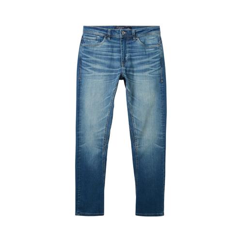 TOM TAILOR Herren Regular Tapered Jeans mit recycelter Baumwolle, blau, Uni, Gr. 33/34