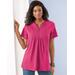 Blair Women's Haband Women’s Eyelet Henley Knit Tunic - Pink - XX - Womens