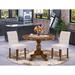 East West Furniture Dinette Set Includes a Round Kitchen Table and Chairs, Antique Walnut (Pieces Options)