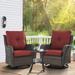 Outdoor Swivel Rocker Wicker Patio Chairs Set of 3