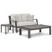 Signature Design by Ashley Tropicava Taupe/White 3-Piece Outdoor Seating Package - 58"W x 34"D x 36"H