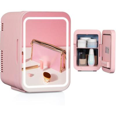 Mini Frigo de Chambre 4L avec Miroir led Maquillage Mini-Réfrigérateur électronique 220V/12V