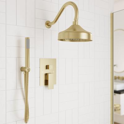 Randolph Morris Tranquil Rainfall Shower Set with round showerhead, Square valve, and Wand Handshower RMAS-2SSQ-RRHGN-HSW-BB