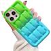 for iPhone 14 Pro Max Puffer Case Soft Touch Down Jacket Puffy Camera Lens Protection Shockproof Silicone Gradient Cases for Women Men 14 Pro Max 6.7 (Green Blue)