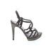 Pelle Heels: Gladiator Stilleto Cocktail Party Gray Print Shoes - Women's Size 9 1/2 - Open Toe