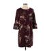 Banana Republic Factory Store Casual Dress - Shift: Burgundy Floral Dresses - Women's Size 4