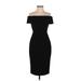 Calvin Klein Cocktail Dress - Sheath Open Neckline Short sleeves: Black Solid Dresses - Women's Size 2