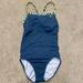 Nike Swim | Nike One Piece Blue Open Back Swimsuit Size 10 | Color: Blue/White | Size: 10