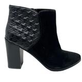 Nine West Shoes | New! Nine West Side Zip Suede Boot Bootie Casual Black Quilted - 9.5 | Color: Black | Size: 9.5
