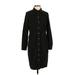 J.Jill Casual Dress - Sheath Collared 3/4 sleeves: Black Print Dresses - Women's Size Small