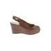 Nine West Wedges: Pumps Platform Bohemian Brown Print Shoes - Women's Size 9 1/2 - Peep Toe