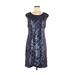 Connected Apparel Cocktail Dress - Sheath: Blue Marled Dresses - Women's Size 10