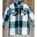 Zara Tops | New Small Long Plaid Button Up Flannel Long Sleeve Top Blouse Down Fall Green | Color: Cream/Green | Size: S