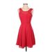 Express Casual Dress - Mini Scoop Neck Sleeveless: Red Print Dresses - Women's Size 2