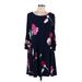 Lauren by Ralph Lauren Casual Dress - Mini Scoop Neck 3/4 sleeves: Blue Floral Dresses - Women's Size 10