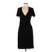 Gap Outlet Casual Dress - Sheath Plunge Short sleeves: Black Print Dresses - Women's Size Medium