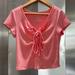 American Eagle Outfitters Tops | American Eagle Size Large Cropped Fitted Tee Tshirt Coral Pink Nwot | Color: Orange/Pink | Size: L