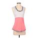 JoFit Active Tank Top: Pink Checkered/Gingham Activewear - Women's Size Small