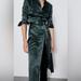 Zara Dresses | Bloggers Favorite - Nwt Zara Bottle Green Satin Effect Midi Dress Sz M | Color: Green | Size: M