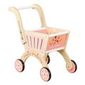 Milageto Supermarket Trolley, Wooden Shopping Trolley Toy, Pretend Play Shop Grocery Cart Shopping Cart for Kids Birthday Gift