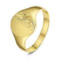 Theia Oval Shape Engraved Design Medium Weight 9 ct Yellow Gold Signet Ring - Size O