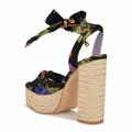 Nine West Women's Gertha Heeled Sandal, Black Floral 001, 4 UK
