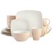 Gibson Home Soho Lounge 16 Piece Soft Square Stoneware Dinnerware Set in Sand Matte Ceramic/Earthenware/Stoneware in White | Wayfair 950121056M