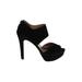 BCBG Paris Heels: Black Print Shoes - Women's Size 8 - Peep Toe