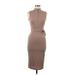 B Famous #USA Casual Dress - Midi Mock Sleeveless: Brown Print Dresses - Women's Size Medium