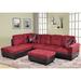 Red Reclining Sectional - Latitude Run® Everlyse 103.5" Wide Sofa & Chaise w/ Ottoman Faux Leather/Microfiber/Microsuede | Wayfair