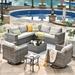 Wade Logan® Baili Rattan Sectional Seating Group w/ Cushions Synthetic Wicker/All - Weather Wicker/Metal/Wicker/Rattan in Gray | Outdoor Furniture | Wayfair