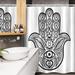 East Urban Home 16088_Ambesonne Stall Shower Curtain Evil Eye Oriental Eastern White Black Polyester in Brown | 78 H x 54 W in | Wayfair