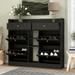 Latitude Run® Modern 2-Tier Shoe Cabinet w/ 4 Flip Drawers Manufactured Wood in Black | 42.5 H x 50.7 W x 9.4 D in | Wayfair