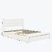 Latitude Run® Bed Frame w/ Drawers Storage, Leather Platform Bed w/ Charging Station Wood & Upholstered/ in White | Wayfair