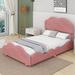 Gemma Violet Platform Bed w/ Cloud Shaped Bed Board Upholstered/Velvet, Solid Wood in Pink | 39.4 H x 56.3 W x 78.1 D in | Wayfair