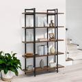 17 Stories CAPHAUS Wannette 5-Tier Book Shelf, 71” H Vintage Industrial Bookcase w/ Open Display Shelving in Brown | Wayfair