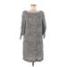 H&M Casual Dress - Shift Boatneck 3/4 sleeves: Gray Dresses - Women's Size 6