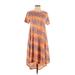 Lularoe Casual Dress - Midi Crew Neck Short sleeves: Orange Dresses - Women's Size Small